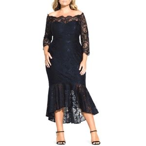 Blue Off Shoulder Estella Lace Dress - NWOT